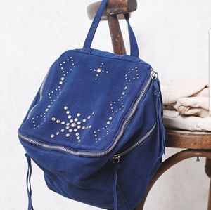 Free People blue studded messenger style bag